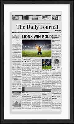 Americanflat 15x26 Newspaper Frame with Shatter-Resistant Glass - Use as 11x22 Newspaper Frame - Signature Float Collection - Engineered Wood Molding - Floating Frames for Wall Display - Black