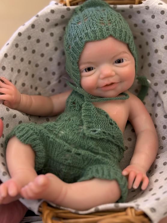 Abenduot 13" Open Mouth Full Body Silicone Baby Doll Realistic Silicone Reborn Doll for Boys Anatomically Correct