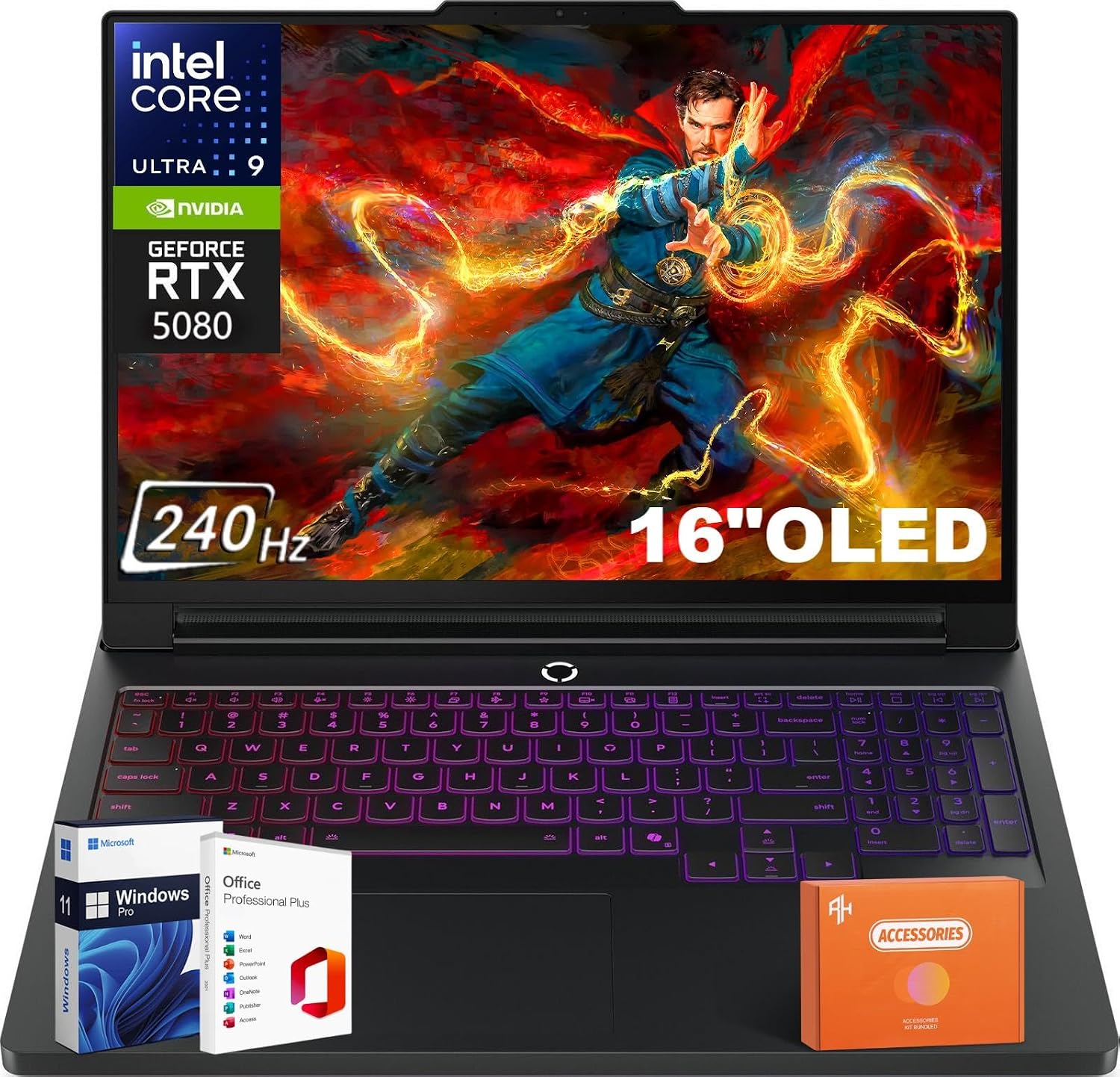Lenovo Legion Pro 7i Gen 10 Gaming Laptop 2025, GeForce RTX 5080 16GB GDDR7, Intel Ultra 9 275HX Up to 5.40 GHz, 16 240Hz OLED, 64 GB DDR5, 1 TB SSD, Windows 11 Pro, Office Lifetime, wAccessories