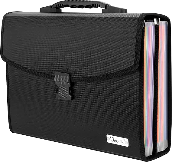 Uquelic 26 Pockets Expanding File Folder, Accordion Document Organizer | Folio Upgraded Durable Buckle, Base with Ergonomic Handle, Large A4 Letter Size Expandable File Organizer