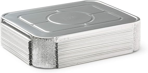 (35 Pack) Premium Lids for Chafing Pans 9" x 13" Half Deep Pans l Top Choice Disposable Heavy Duty Aluminum Foil Tin Pan Lid Perfect for Roasting Potluck Catering Party BBQ Baking Cakes Pie