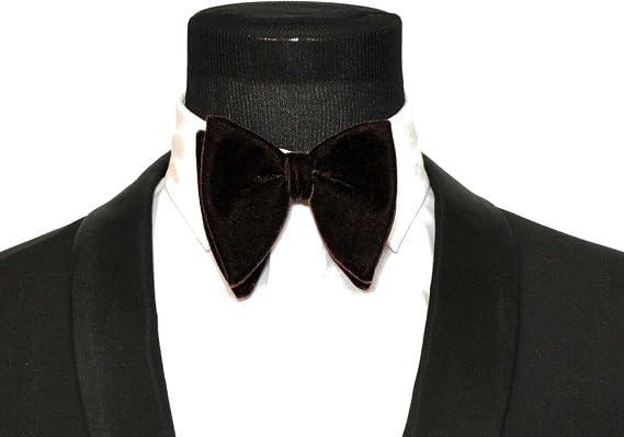FERUCCI Mens Oversized Bow Tie - Tuxedo Brown Velvet Bowtie, Mens big bow tie