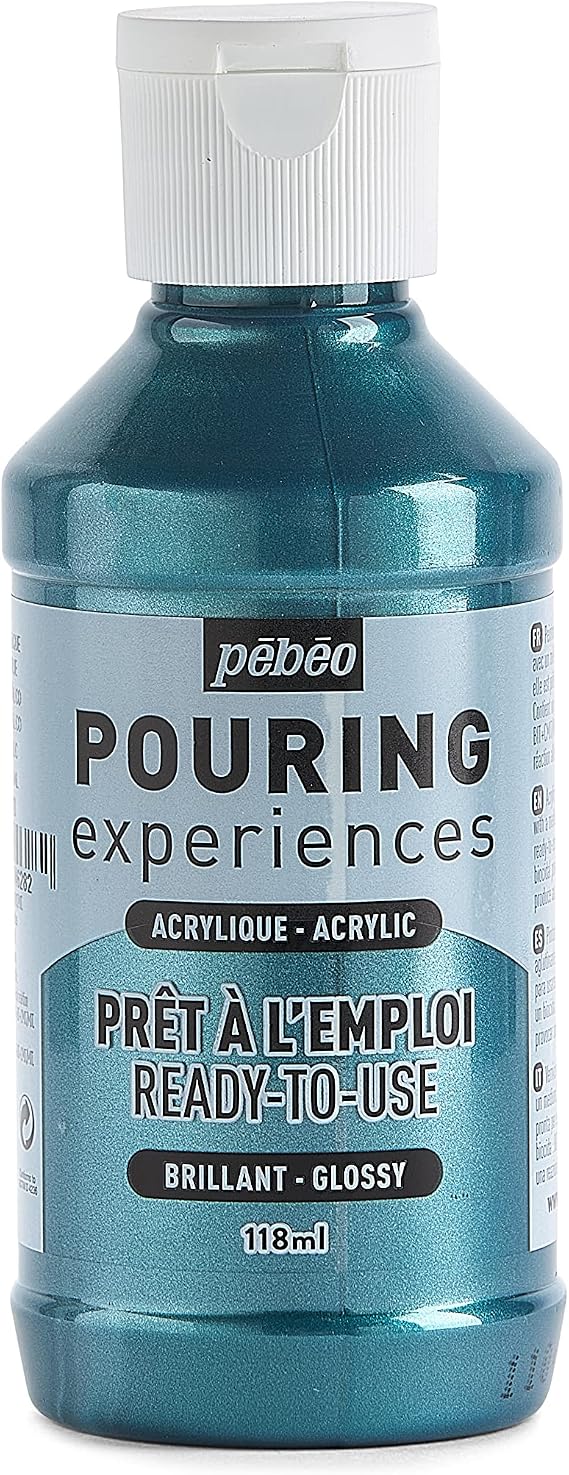 Pebeo Pouring Experiences - Ready-to-Use Premixed Acrylic Paint - Ideal for Fluid Art, 118 ml, Cobalt Blue Metallic
