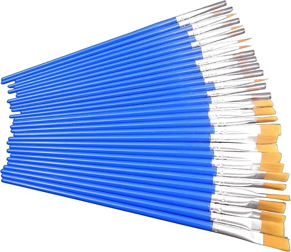 30pcs Flat Paint Brushes (15pcs Flat and 15pcs Round Paintbrushes) - Small Artist Brush Set for Detailed Painting & Craft Work