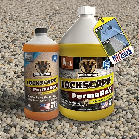 Lockscape PermaRoX Resin Bound Gravel Kit for Driveways, Patios & Walkways | 5 Year Hold -100% Water Permeable, Long-lasting & UV-Resistant Stone Binding Epoxy - DIY Stone Resin Flooring Made in USA