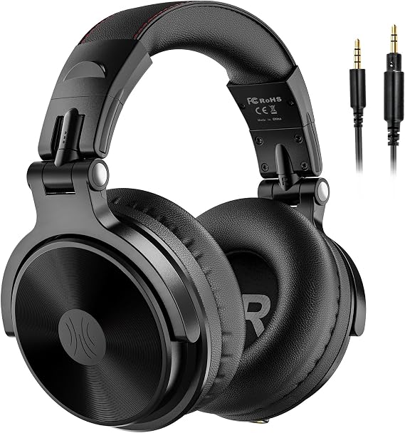 OneOdio Bluetooth Headphones Over Ear 110 Hours Playtime Headphones Wireless Bluetooth HiFi Stereo Built-in Microphone Foldable Wireless Headphones with 50 mm Driver for Mobile Phone/Laptops/PC Black
