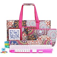 American Mahjong Tile Set with Rose-Red Printed Carrying Bag, 166 Premium White Tiles, 4 All-in-One Color Racks/Pushers, Mah Jongg Sets, Complete Mahjong Game Set for Travel