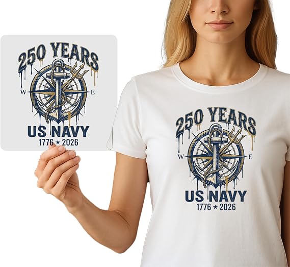 US Navy 250 Years DTF Transfer | Vintage Anchor Iron-On Graphic for Veterans & Families | Patriotic DIY Apparel Heat Press Decal