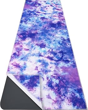 Yoga Mat Towel with Corner Pockets - Microfiber Yoga Towels for Hot Yoga Non Slip Moisture Wicking Sweat Absorbent, Tie Dye Yoga Towel Easy for Travel, Use in Hot Yoga, Bikram, Pilates and Fitness