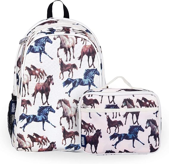 Wildkin 15 Inch Kids Backpack Bundle with Lunch Box Bag (Horse Dreams)