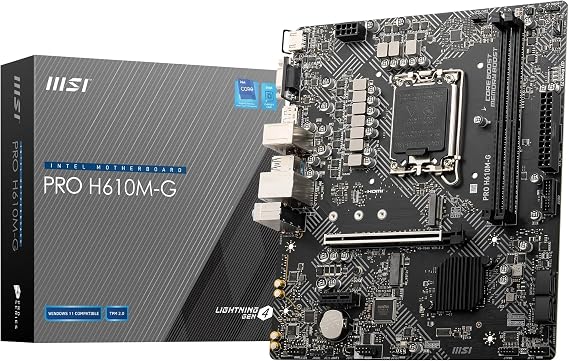 MSI PRO H610M-G Intel H610 Socket 1700 DDR5 5600MHz mATX Gaming (Actor) Motherboard