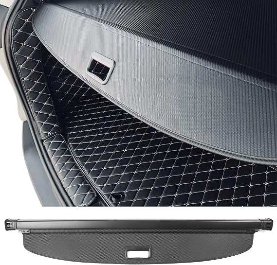 Fit 2019-2025 Toyota Rav4 & 2021-2025 Rav4 Prime Rear Cargo Cover Black | IKON MOTORSPORTS, Retractable Trunk Security Luggage Shade PVC & Aluminum CF Texture Style