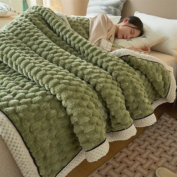 Weighted blanket，weighted blankets adult Large Fleece Blanket Throws for adults Sofas Soft Warm Throw Over Sofa Bed Blanket(Light green,150 * 200cm)