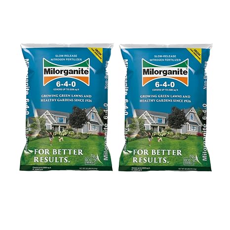 Milorganite All-Purpose Eco-Friendly Slow-Release Nitrogen 6-4-0 Fertilizer, 32 Pound Bag (Pack of 2) - for Lawns, Flowers, Gardens
