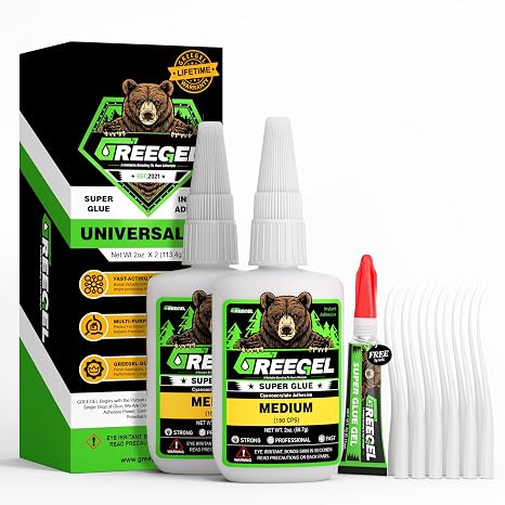 Clear Liquid Medium Super Glue 4 oz + 3g Gel Glue for Plastic Model