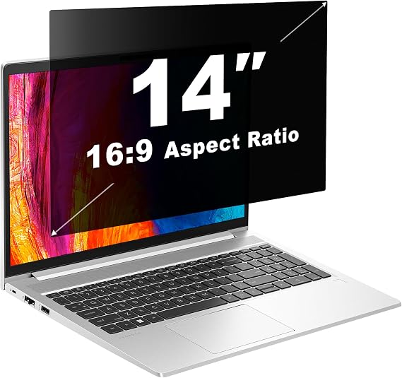 Laptop Screen Privacy Shield (14 inch 1-Pack) - 30 Side View Protection, Anti-Glare, with Blue Light & UV Filtering- PET Material - for Laptops
