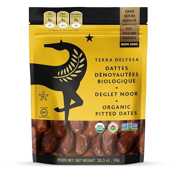 Terra Delyssa Organic Deglet Noor, Dates Softer than Medjool Dates, Sundried Dates, Pitted Dates - 1 Kg - 1 Pack