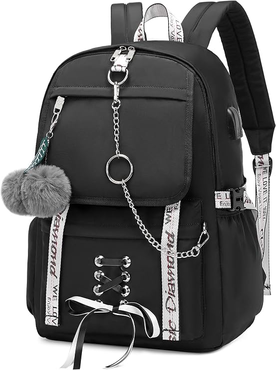 Spotted Tiger School Backpack for Girls Bookbag School Bag Aesthetic Backpack for Teen Girls Women (Black)