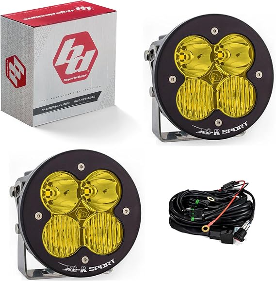 Baja Designs XL-R Sport LED Light Pod Pair for Jeeps, Off Road 4x4, Trucks, UTV - 2 PCS LED with Wiring Harness (Driving/Combo; Amber)