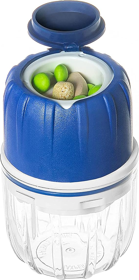 MAXGRIND Pill Crusher and Pill Grinder - Pill Crusher for Small or Large Pills and Vitamins to Fine Powder, Pill Pulverizer Grinder, Medicine Grinder with Medicine Cup, Pill Storage (Blue)