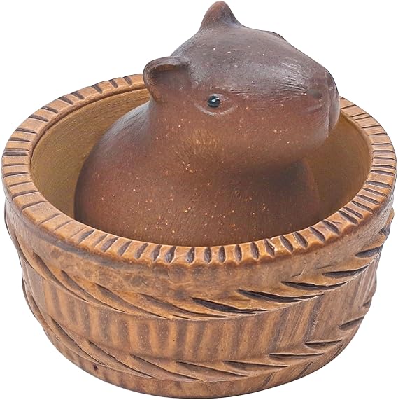Kung Fu Tea Capybara, Capybara Tea Pets, Clay Cute Small Mini Tea Pet Model Figurine Accessories, Pottery Sculpture Artistic Miniature Accessory for Yoga Room Shelf Bedroom DIY Crafts Souvenir