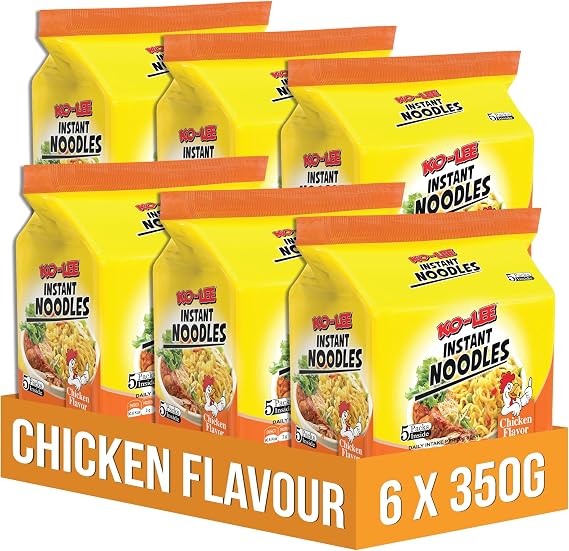 Ko - Lee Instant Noodles Chicken Flavour 350g (Pack of 6) - Ideal for Snacking, Stir-Frying, Soups or as a Side Dish - Instant Noodles (Chicken 350g (Pack of 6))