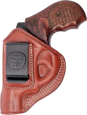 Cardini Leather Premium IWB Holster, for 5-Shot Revolvers, for S&W J Frame, for Taurus 605, 642 airweight, 38 Special Holster