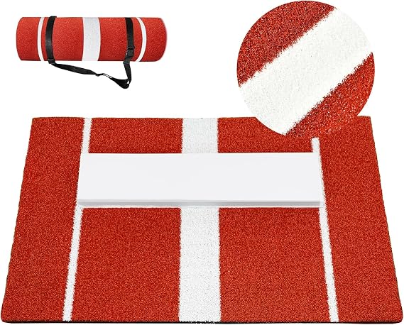 Softball Pitching Mat Antifade Antislip Turf Training Aid 2' X 3' Portable Baseball Training Mat with 5mm Foam Pitching Rubber Mound for