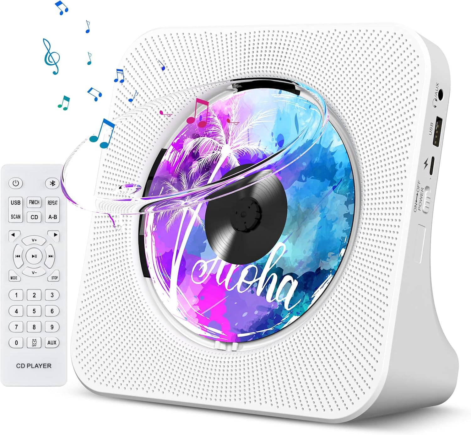 Fohil CD Player Tabletop Desktop Radio Boombox Multifunctional Dustproof Transparent Cover BluetoothCDFMUSBAUX Compatible Radio LED Display with Remote Control Music PlaybackLanguage Learning