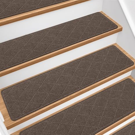 Stair Treads for Wooden Steps 4 PCS Non Slip Stair Rugs Brown
