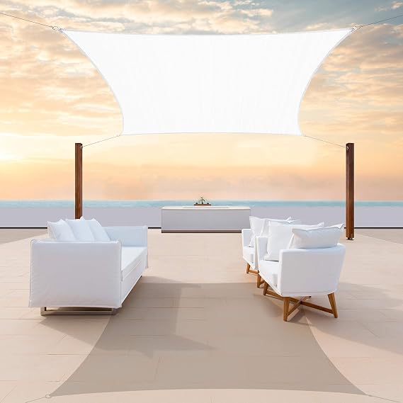 ColourTree 16' x 20' White Sun Shade Sail Rectangle CTSLR1620 - Canopy Mesh Fabric UV Block UPF50 - Commercial Heavy Duty - 190 GSM - (We Make Custom Size)
