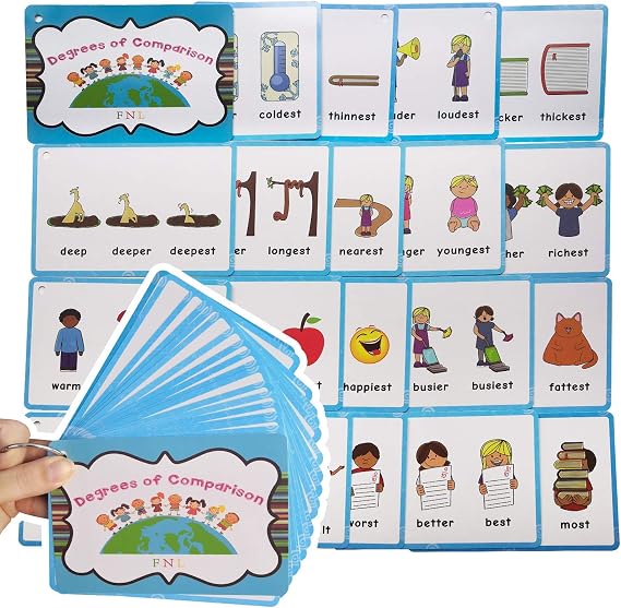 Richardy 38 Groups Degrees of Comparison English Adjectives Original, Comparative, Superlative Rule Flashcards Grammar Learning Building Vocabulary Homeschool Kindergarten Supplies