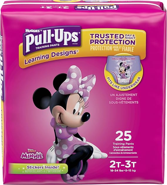 Pull-Ups Learning Designs for Girls Potty Training Pants, 2T-3T (18-34 lbs.), 25 Ct. (Packaging May Vary)