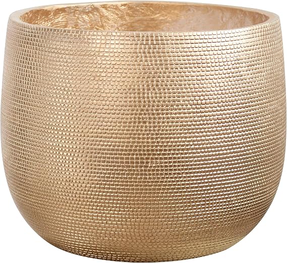 Olly & Rose Barcelona Ceramic Plant Pot - Flower Pots - Plant Pots Indoor & Outdoor Planters (Gold, 40cm)