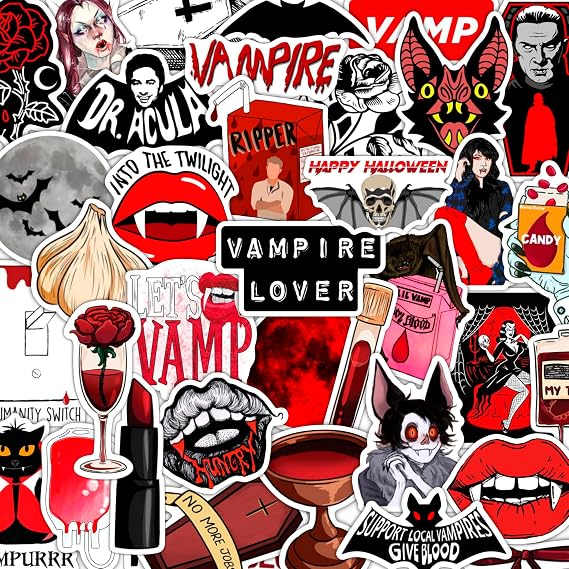 100Pcs Vampire Stickers Waterproof for Laptop, Water Bottle - Vampire Gifts, Gifts for Women & Men