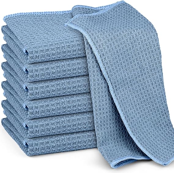 Ekedalen Microfiber Cleaning Cloth Lint Free Glass Polish, Blue
