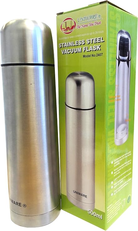Uniware 2407 Vacuum Flask Stainless Steel Coffee Bottle Thermos - 500ml (Set of 2)