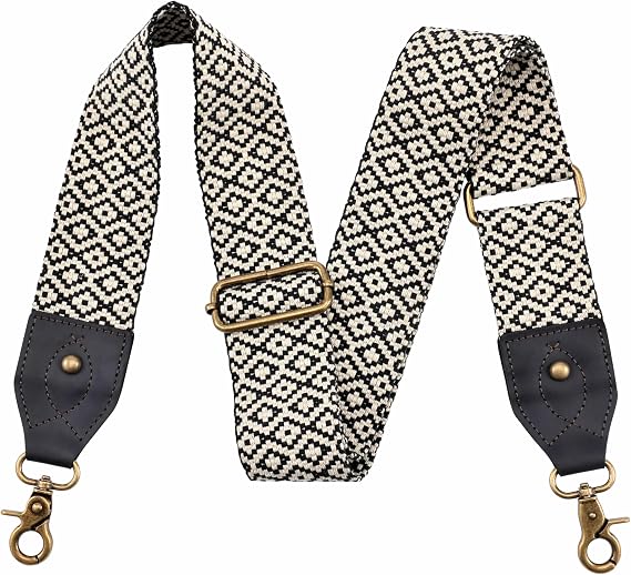 Nefelibata Purse Strap-2" Crazy Horse Leather Wide Shoulder Strap Adjustable Replacement,Retro knit Embroidery Multi-pattern Crossbody Bag Straps for Handbag,Crossbody Bags(Leather Diamond Plaid)