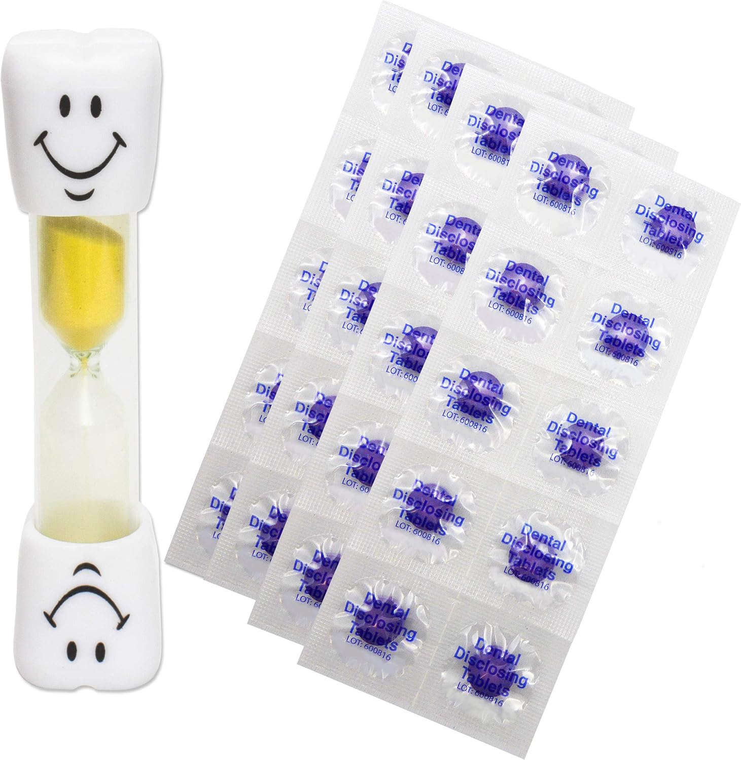 Smile Toothbrush Timer & 40 Disclosing Tablets Yellow Timer