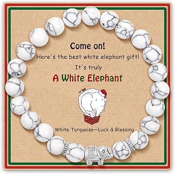 SmileBelle White Elephant Gifts for Adults, Christmas Gifts for Men Healing Elephants Bracelet as Funny Stocking Stuffers Gift for Women Elephant Gift for Coworker Friend Family