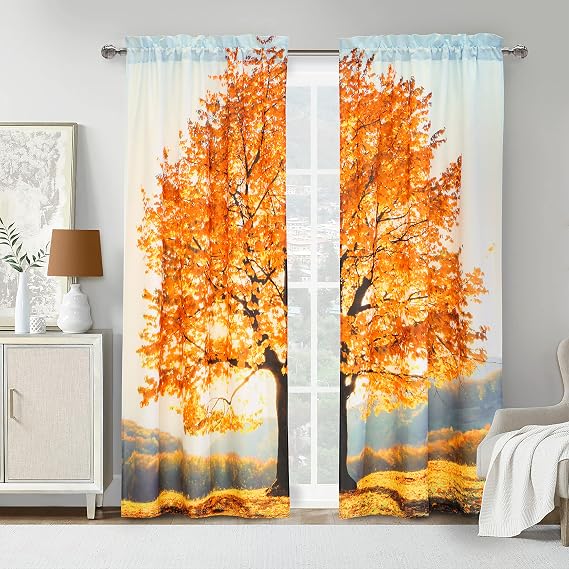 Light Filtering Rod Pocket Indoor Curtain Panel Pair 76 x 84 in Multi