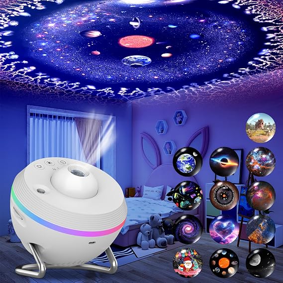 Galaxy Projector for Bedroom, Star Projector Galaxy Light with Dynamic Meteor and RGB Lighting Effects, 13 HD Film Discs Planetarium Projector with Timer, Kids Night Light Projector