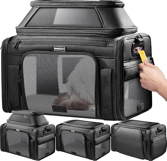 Top-Expandable Pet Carrier with Treat & Pet Window,18x11x11