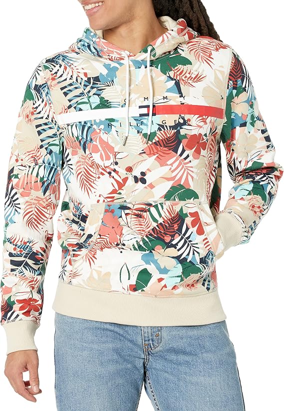Tommy Hilfiger mens Flag Stripe Hoodie Sweatshirt