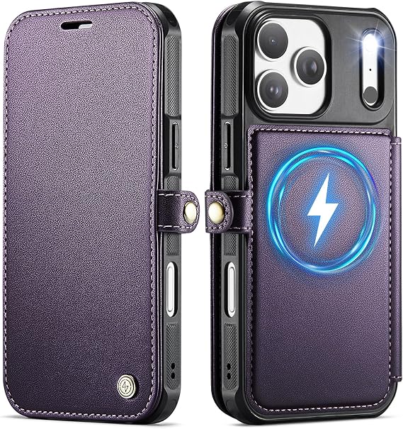 iPhone 17 Pro Max スリムケース ウォレット ワイヤレス充電 パープル