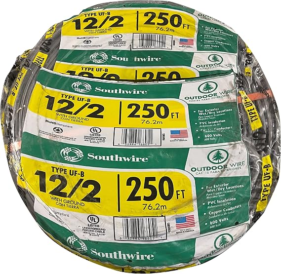 Southwire 13055955 250' 12-2 UFW/G Wire, Gray, 250 Feet