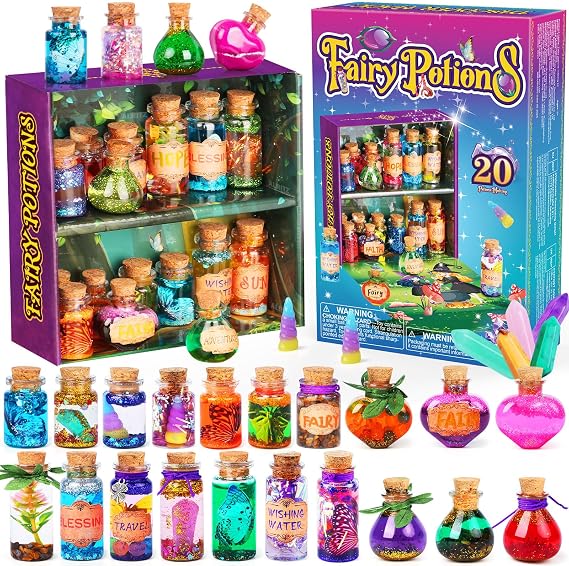 Fairy Potions DIY Craft Kit for Kids, 20 Wizard Potions & Energy Crystal
