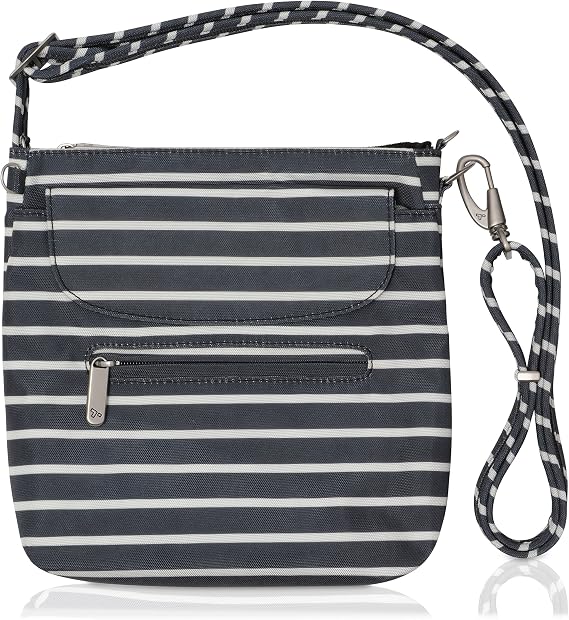 Travelon Anti-Theft Classic Mini Shoulder Bag (Black w/White Stripe - Exclusive Color)