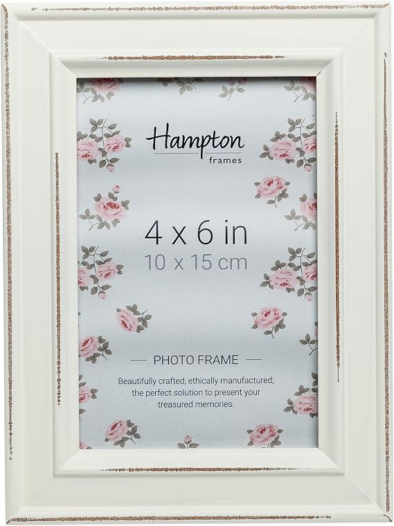 Hampton Frames PALOMA Distressed Shabby Chic Picture Photo Frame White 4x6 (10x15cm) PAL301946W