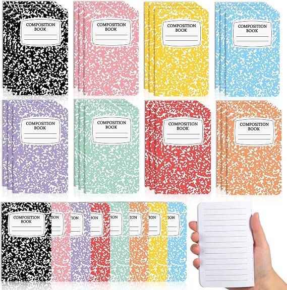 Naozinebi 24 Pack Mini Composition Notebook Composition Books Bulk 5x3 Inch | Back to School Gift Favor,Colorful Small Pocket Size Cute Journal Notebook,for Students Teachers Employee Team Office College